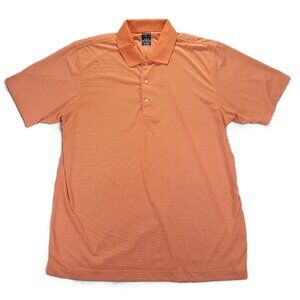 Page & Tuttle Cool Swing Polo Men XL Orange White Stripe Golf Shirt Short Sleeve